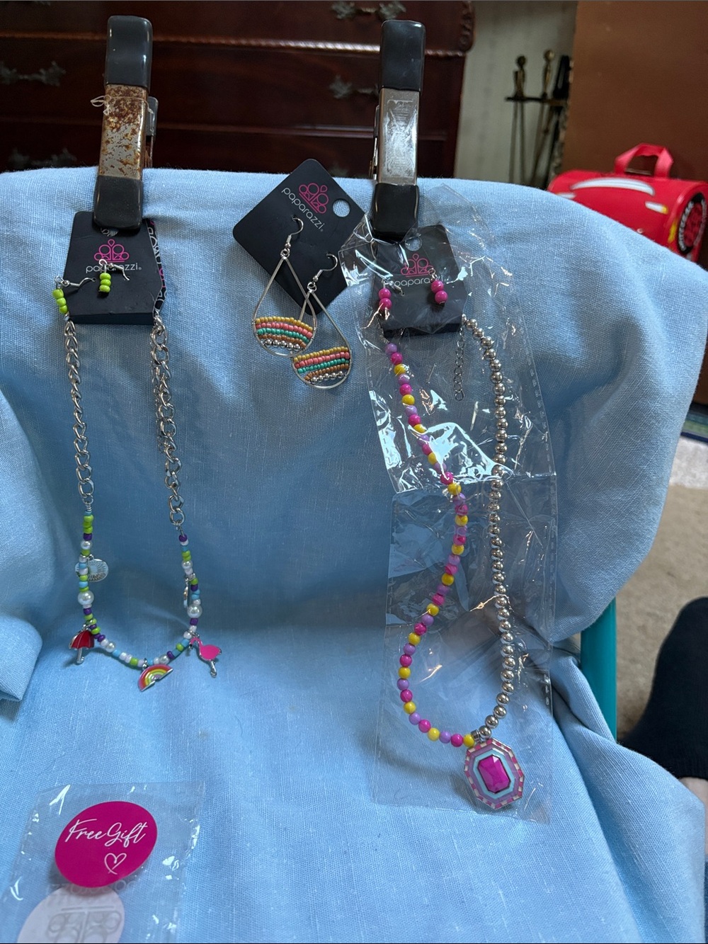 paparazzi Pink & Multi Beaded Kids Necklace and Earring Set